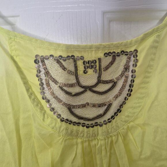 Old Navy Yellow Beaded Cami Tank Top Adjustable Straps Size Small - Picture 3 of 5